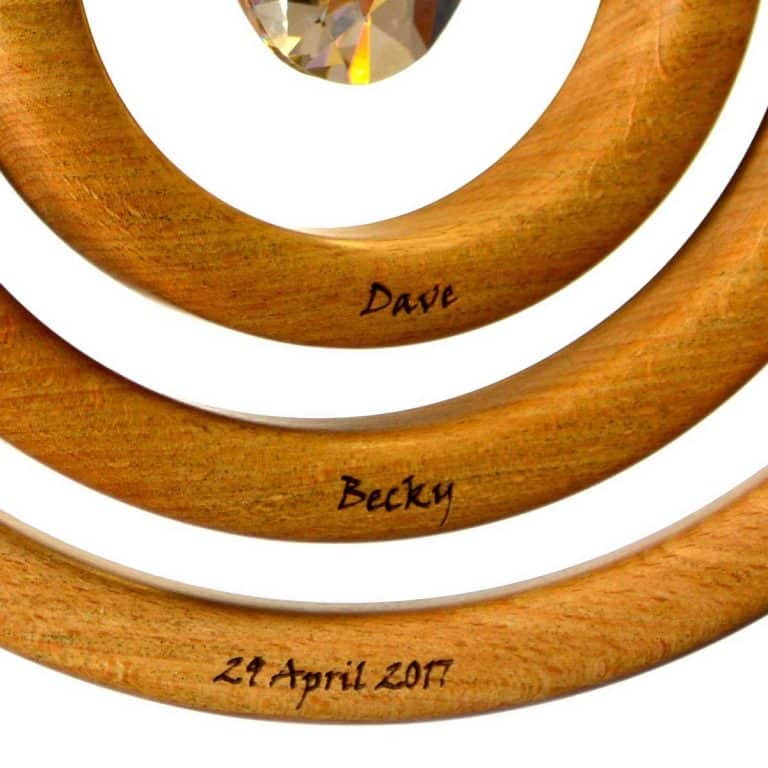 This Personalised Suncatcher is made from beech wood and asfour crystals
