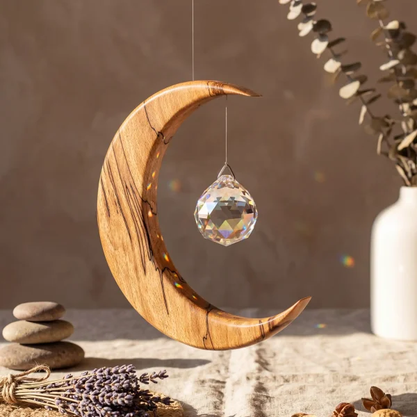 Feng shui crystal large moon suncatcher