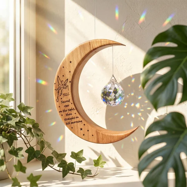 Alternative view of Large Personalised Wooden Gift – Irish Wooden Moon Suncatcher